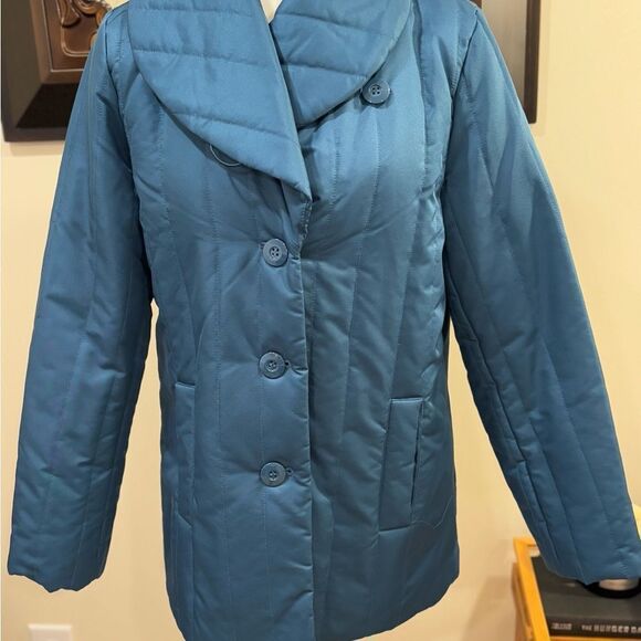 Dennis by Dennis Basso Navy/teal coat. - Picture 3 of 5